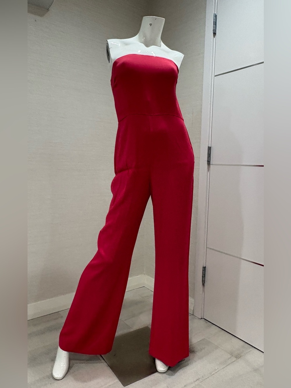 Ramy Brook Strapless Wide-Leg Jumpsuit in Fuchsia Red
